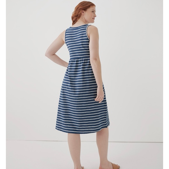 NWT Size small pact brand white and blue stripe summer dress - Picture 3 of 3